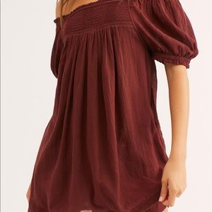 Free People La Mer Burgundy Mini Dress